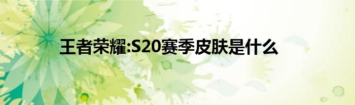 王者荣耀:S20赛季皮肤是什么