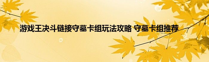 游戏王决斗链接守墓卡组玩法攻略 守墓卡组推荐