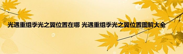 光遇重组季光之翼位置在哪 光遇重组季光之翼位置图解大全