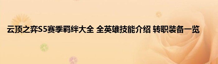 云顶之弈S5赛季羁绊大全 全英雄技能介绍 转职装备一览