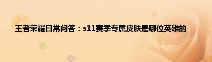 王者荣耀日常问答：s11赛季专属皮肤是哪位英雄的