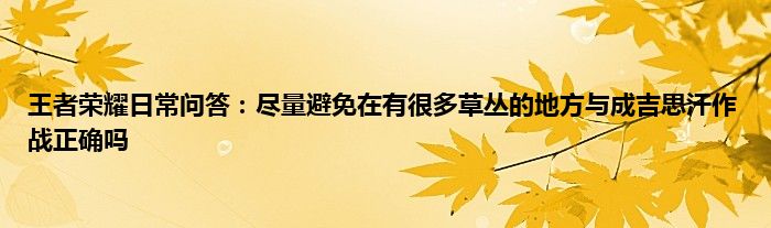 王者荣耀日常问答：尽量避免在有很多草丛的地方与成吉思汗作战正确吗