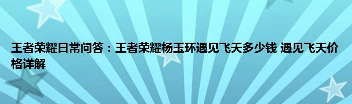 王者荣耀日常问答：王者荣耀杨玉环遇见飞天多少钱 遇见飞天价格详解