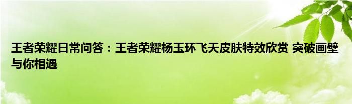 王者荣耀日常问答：王者荣耀杨玉环飞天皮肤特效欣赏 突破画壁与你相遇