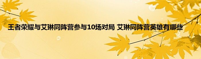 王者荣耀与艾琳同阵营参与10场对局 艾琳同阵营英雄有哪些