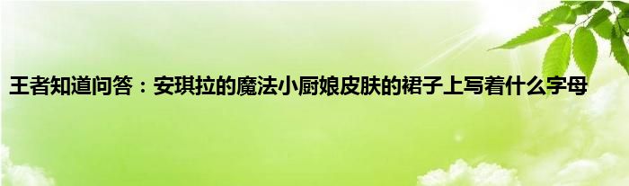 王者知道问答：安琪拉的魔法小厨娘皮肤的裙子上写着什么字母