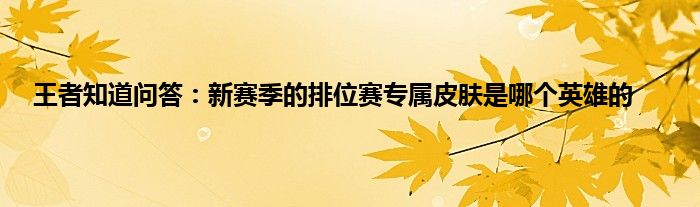 王者知道问答：新赛季的排位赛专属皮肤是哪个英雄的