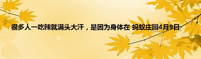 很多人一吃辣就满头大汗，是因为身体在 蚂蚁庄园4月9日