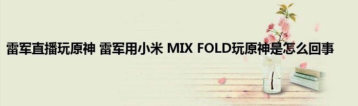 雷军直播玩原神 雷军用小米 MIX FOLD玩原神是怎么回事