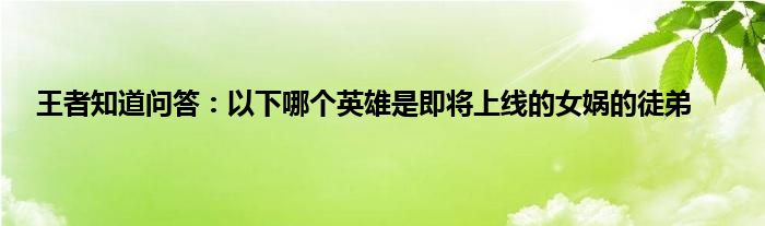 王者知道问答：以下哪个英雄是即将上线的女娲的徒弟