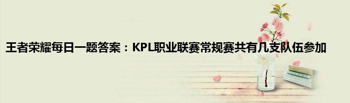 王者荣耀每日一题答案：KPL职业联赛常规赛共有几支队伍参加