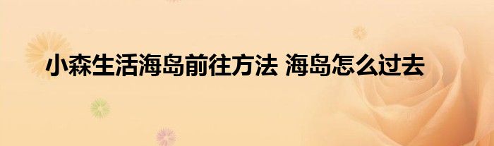 小森生活海岛前往方法 海岛怎么过去