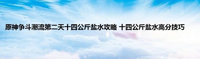 原神争斗潮流第二天十四公斤盐水攻略 十四公斤盐水高分技巧