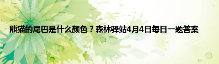 熊猫的尾巴是什么颜色？森林驿站4月4日每日一题答案