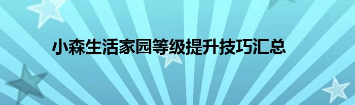 小森生活家园等级提升技巧汇总