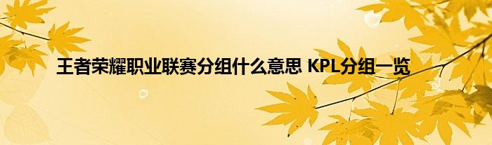 王者荣耀职业联赛分组什么意思 KPL分组一览