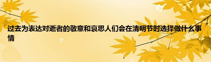 过去为表达对逝者的敬意和哀思人们会在清明节时选择做什么事情