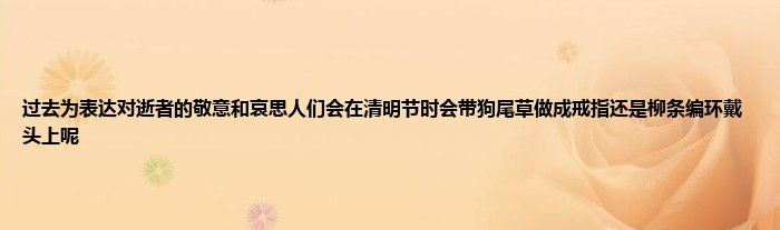 过去为表达对逝者的敬意和哀思人们会在清明节时会带狗尾草做成戒指还是柳条编环戴头上呢