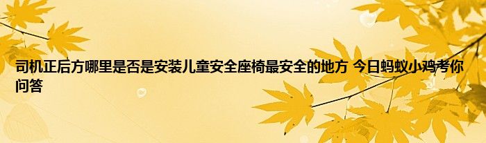 司机正后方哪里是否是安装儿童安全座椅最安全的地方 今日蚂蚁小鸡考你问答