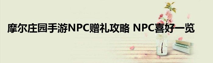 摩尔庄园手游NPC赠礼攻略 NPC喜好一览