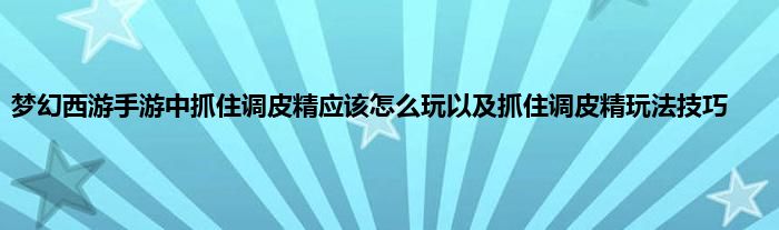 梦幻西游手游中抓住调皮精应该怎么玩以及抓住调皮精玩法技巧