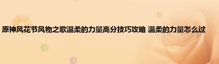 原神风花节风物之歌温柔的力量高分技巧攻略 温柔的力量怎么过