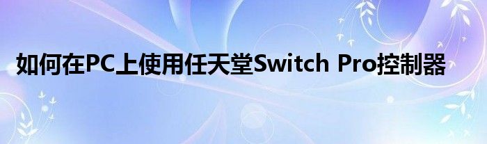 如何在PC上使用任天堂Switch Pro控制器