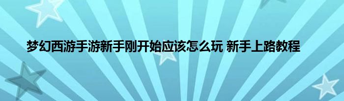 梦幻西游手游新手刚开始应该怎么玩 新手上路教程