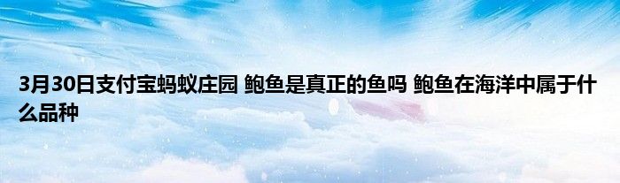 3月30日支付宝蚂蚁庄园 鲍鱼是真正的鱼吗 鲍鱼在海洋中属于什么品种