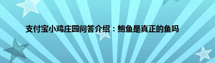 支付宝小鸡庄园问答介绍：鲍鱼是真正的鱼吗