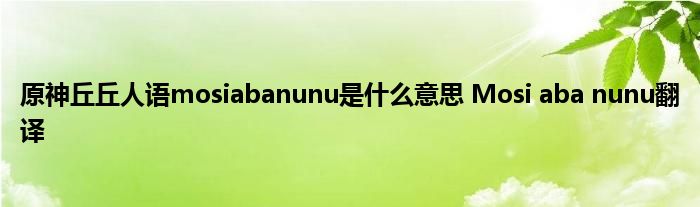 原神丘丘人语mosiabanunu是什么意思 Mosi aba nunu翻译