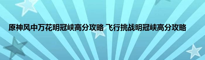 原神风中万花明冠峡高分攻略 飞行挑战明冠峡高分攻略