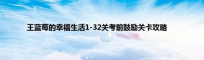 王蓝莓的幸福生活1-32关考前鼓励关卡攻略