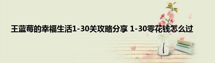 王蓝莓的幸福生活1-30关攻略分享 1-30零花钱怎么过