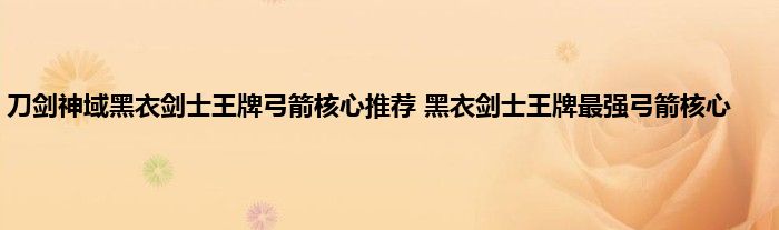 刀剑神域黑衣剑士王牌弓箭核心推荐 黑衣剑士王牌最强弓箭核心