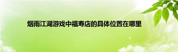 烟雨江湖游戏中福寿店的具体位置在哪里