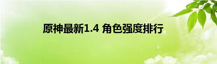 原神最新1.4 角色强度排行