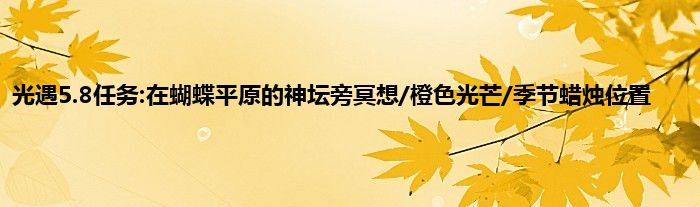 光遇5.8任务:在蝴蝶平原的神坛旁冥想/橙色光芒/季节蜡烛位置