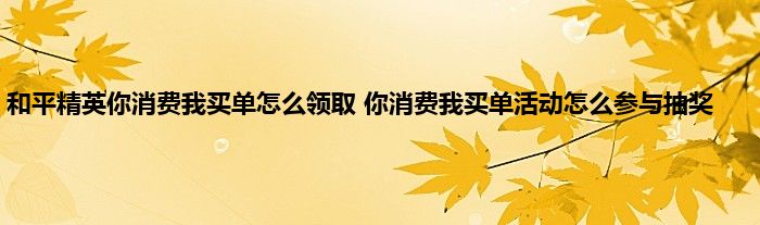 和平精英你消费我买单怎么领取 你消费我买单活动怎么参与抽奖