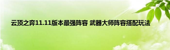 云顶之弈11.11版本最强阵容 武器大师阵容搭配玩法