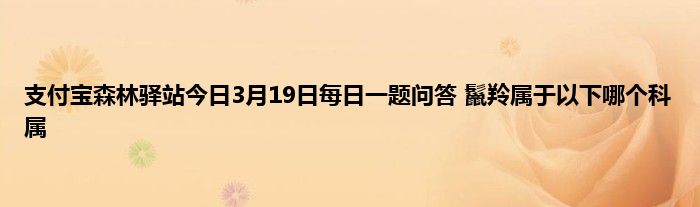 支付宝森林驿站今日3月19日每日一题问答 鬣羚属于以下哪个科属