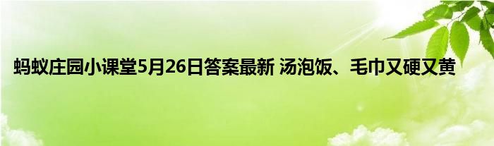 蚂蚁庄园小课堂5月26日答案最新 汤泡饭、毛巾又硬又黄