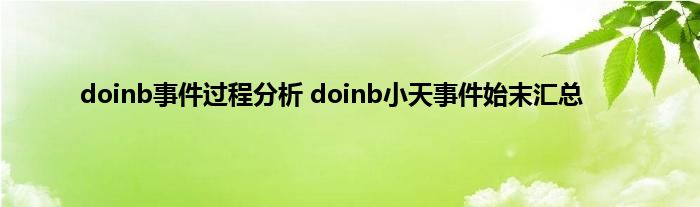 doinb事件过程分析 doinb小天事件始末汇总