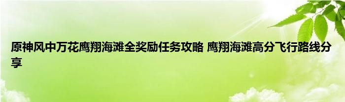 原神风中万花鹰翔海滩全奖励任务攻略 鹰翔海滩高分飞行路线分享