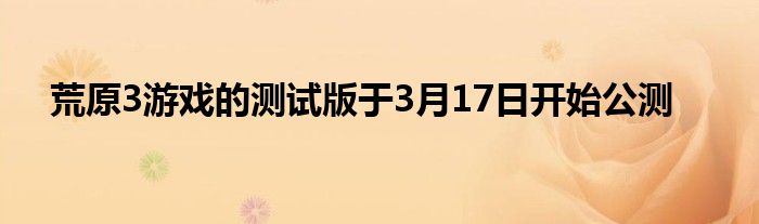 荒原3游戏的测试版于3月17日开始公测