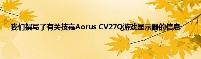 我们撰写了有关技嘉Aorus CV27Q游戏显示器的信息