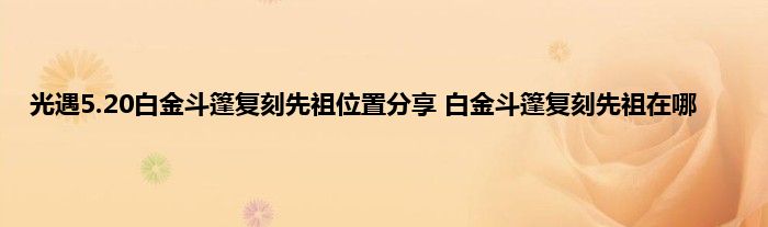 光遇5.20白金斗篷复刻先祖位置分享 白金斗篷复刻先祖在哪