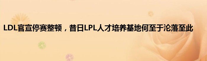 LDL官宣停赛整顿，昔日LPL人才培养基地何至于沦落至此