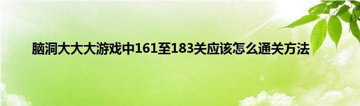 脑洞大大大游戏中161至183关应该怎么通关方法