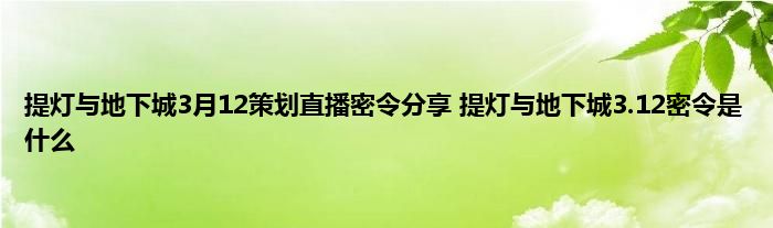 提灯与地下城3月12策划直播密令分享 提灯与地下城3.12密令是什么